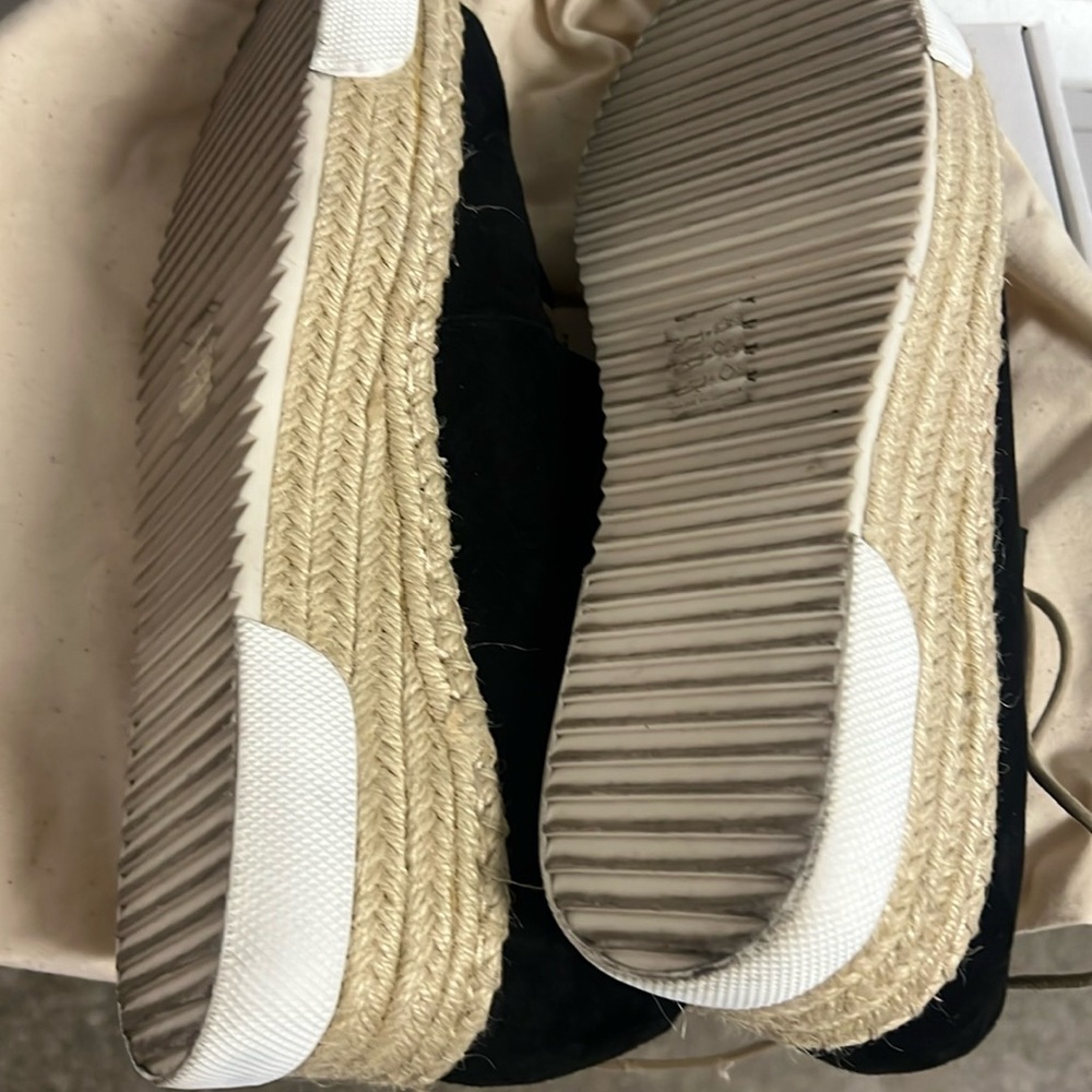 Black Espadrille Lace-Up Flats. BCBGMAXAZRIA. Used once. Very good condition. - Picture 6 of 7